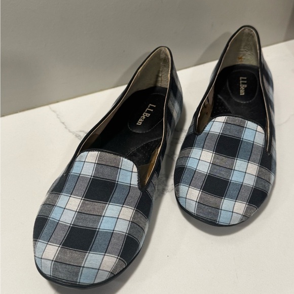 L.L. Bean Blue and Black Plaid Sleek Loafers - Picture 3 of 8